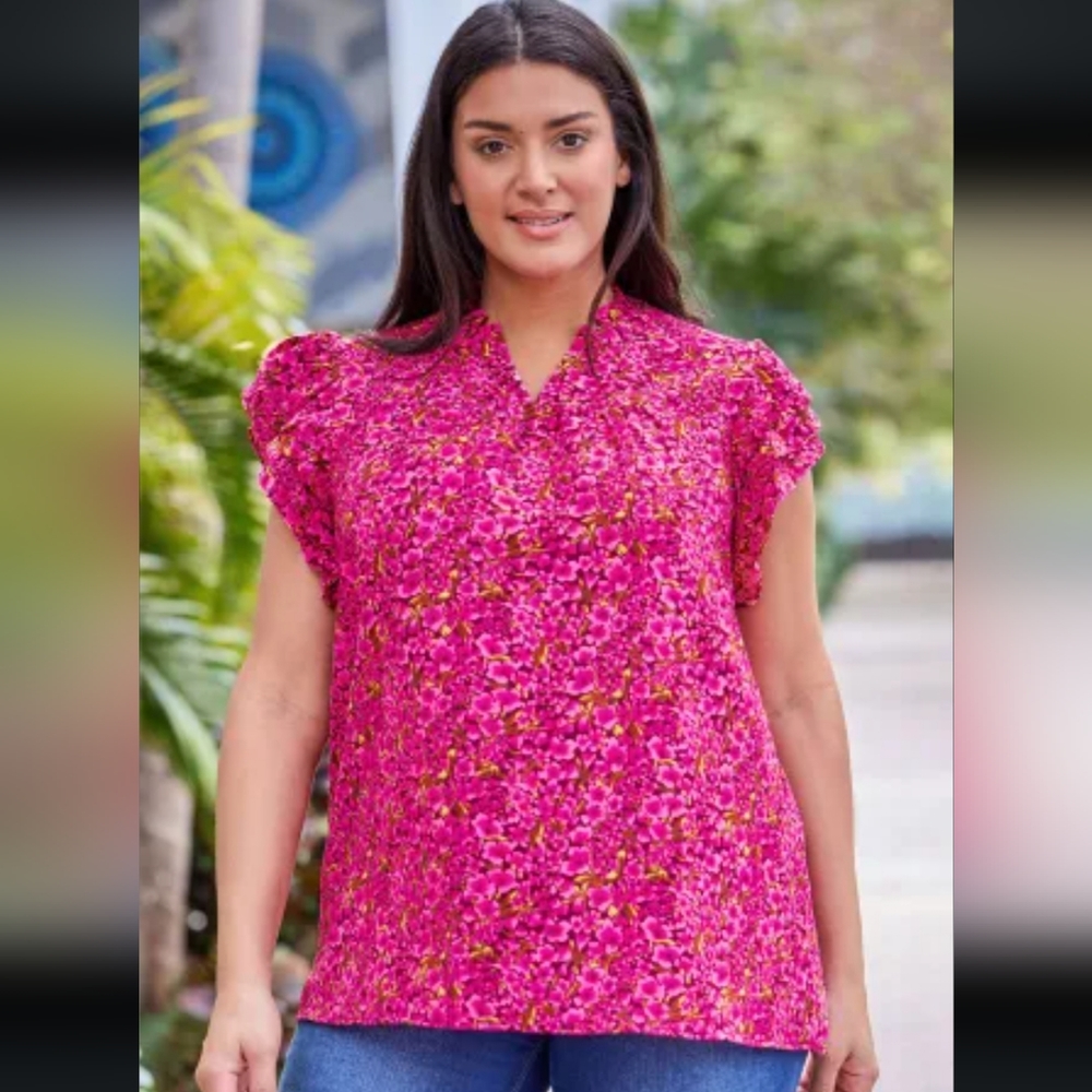 New Plus size Rose floral shift top